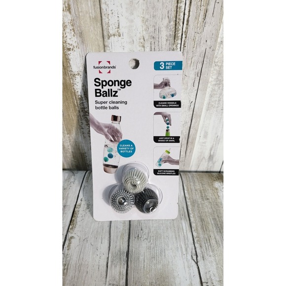 Fusionbrands Sponge Ballz Bottle Brush Cleaner Set New Cleaning Scrubbing - Picture 1 of 4